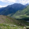   Вид на хребет Кябяктепе с окрестностей Рутула.       Фото: © Валентин Тихонов.      28.05.2005, Дагестан.    
